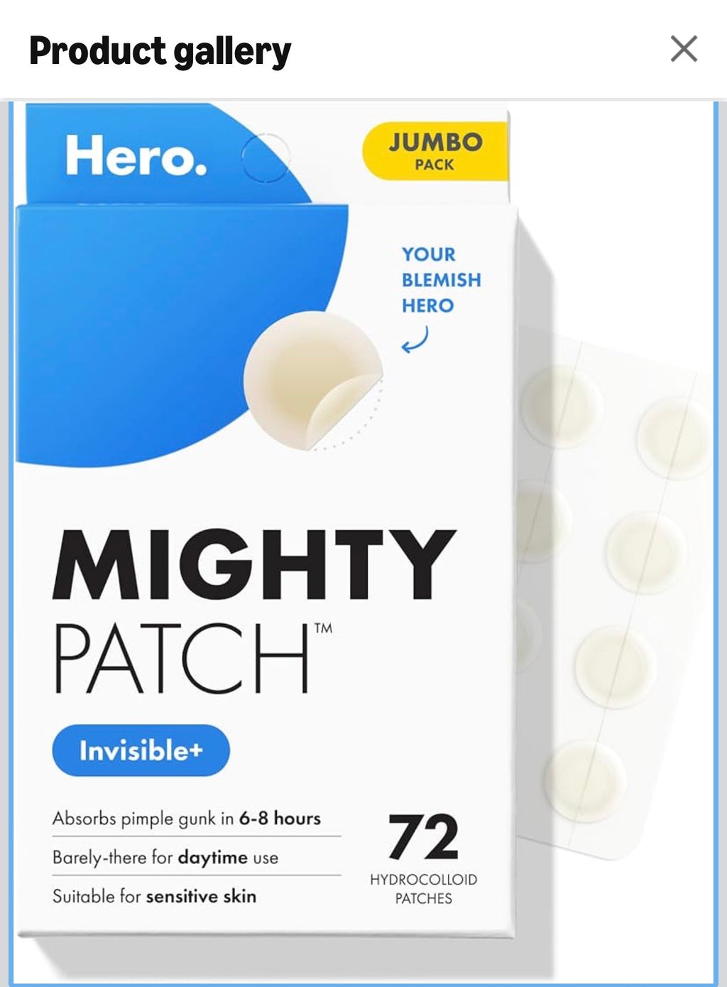 Mighty Patch Invisible+ - Acne Pimple Patches (72 Count)