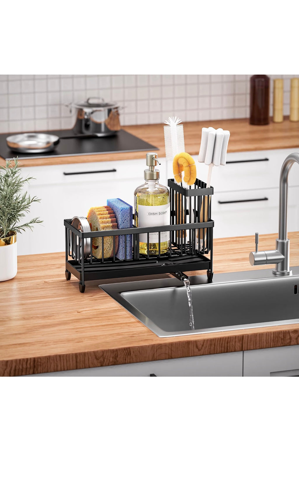 Cisily Sponge Holder for Kitchen Sink - Black (9.25