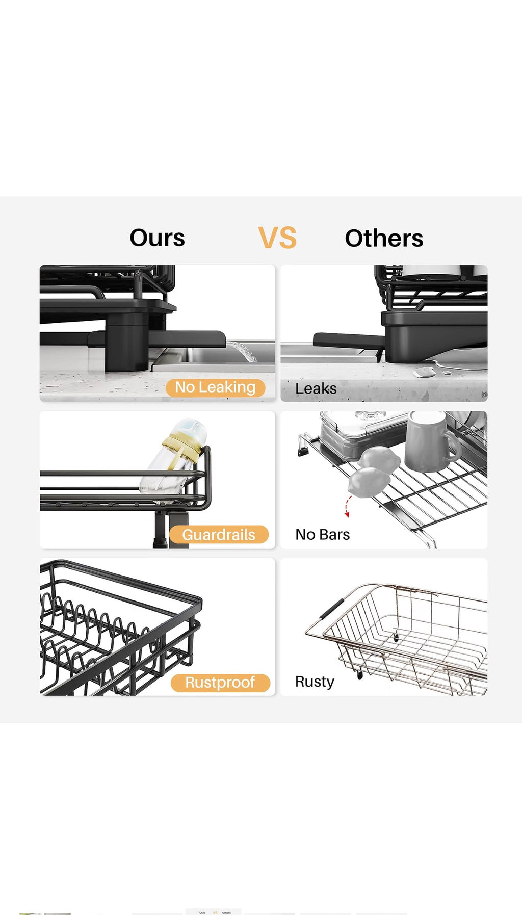 SNTD Expandable Dish Drying Rack for Kitchen Counter - Black