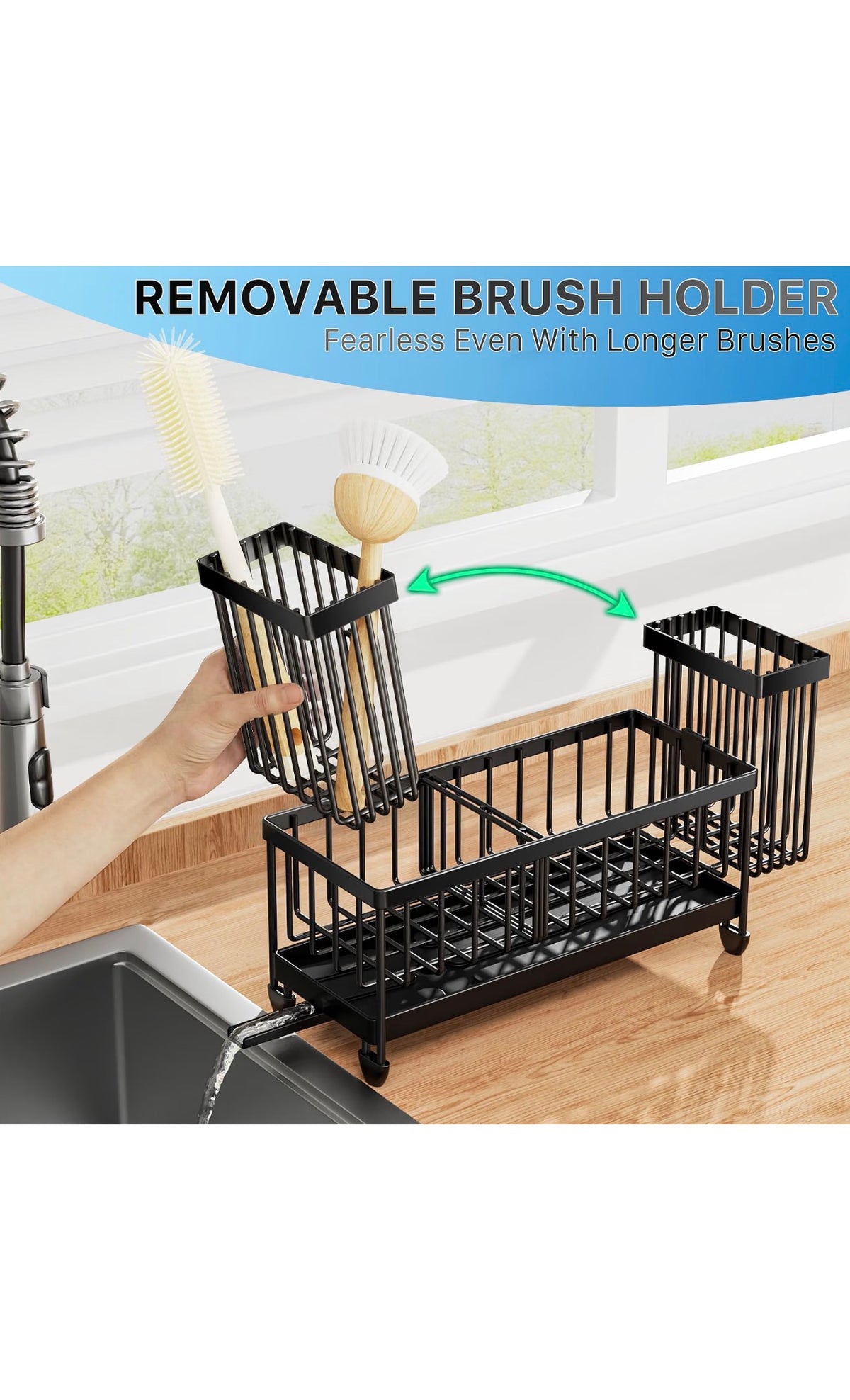 Cisily Sponge Holder for Kitchen Sink - Black (9.25