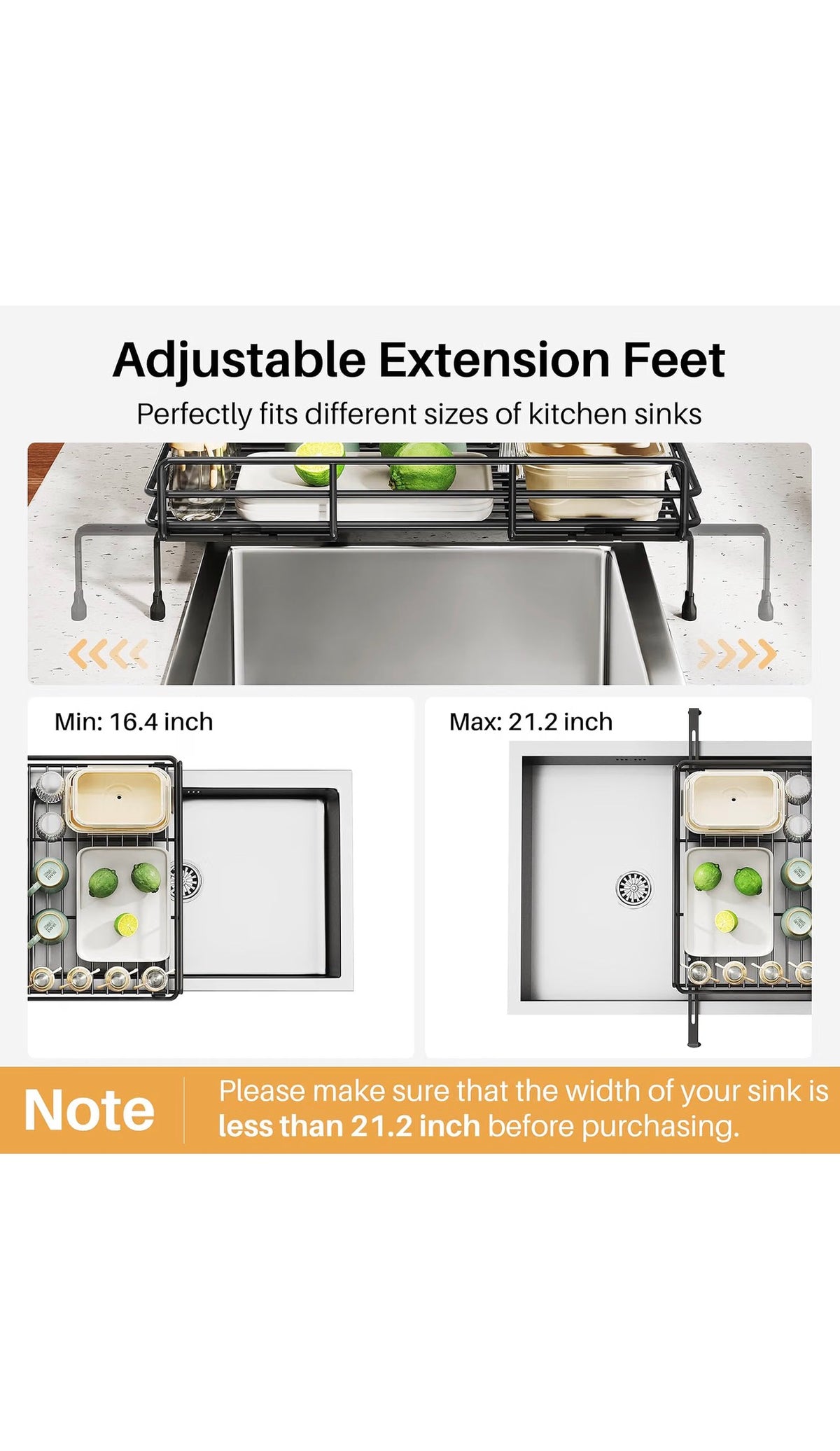 SNTD Expandable Dish Drying Rack for Kitchen Counter - Black