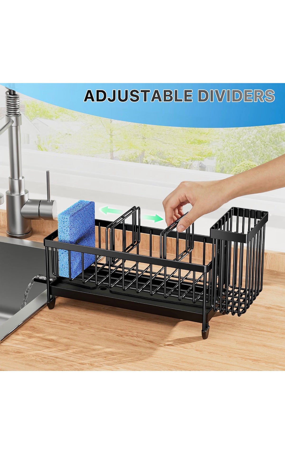 Cisily Sponge Holder for Kitchen Sink - Black (9.25