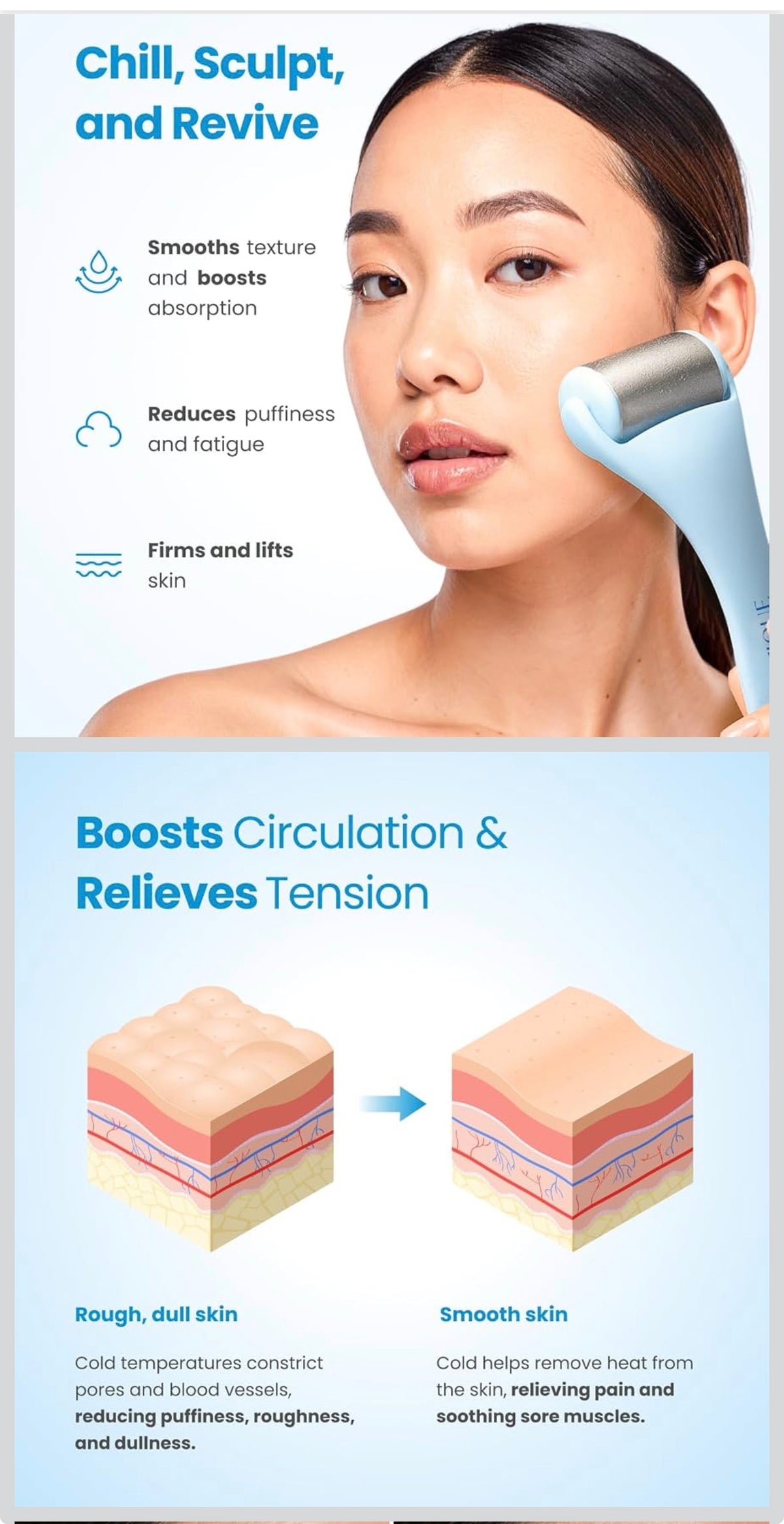 Plantifique Ice Roller - Facial Tool for Depuffing